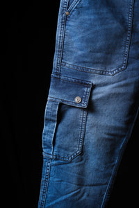 SEMI BAGGY- DENIM CARGO HEAVY WASH JEANS