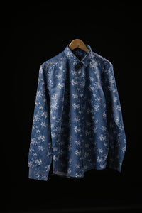BLUE SATIN PRINTED SHIRT