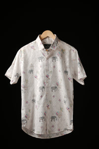 HALF SLEEVES KNIT PRINTED SHIRT